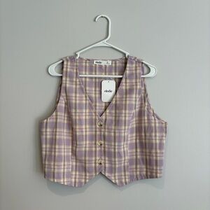 Elodie Pastel Plaid Vest Size XL